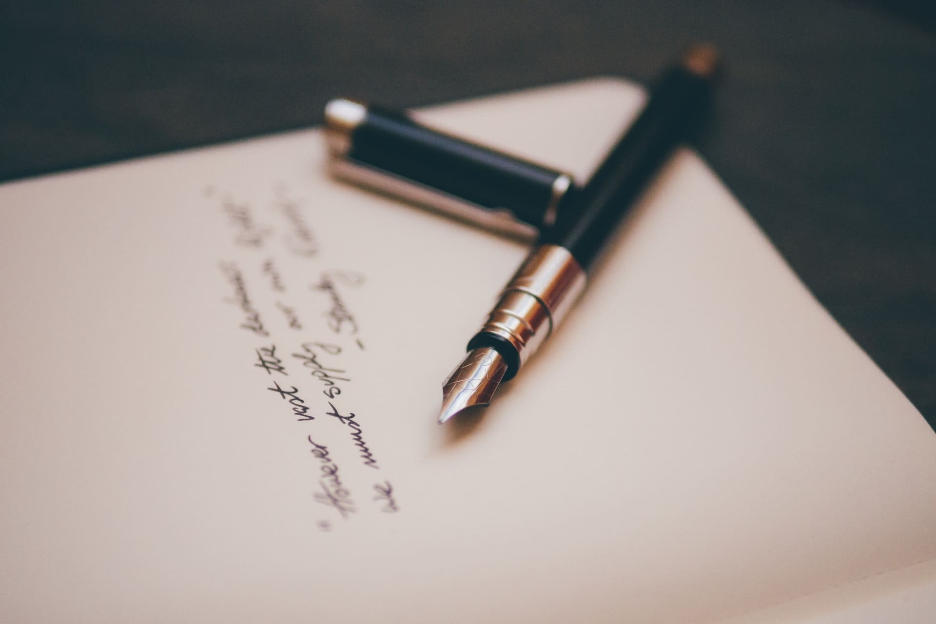 handwritten letter, pen on paper