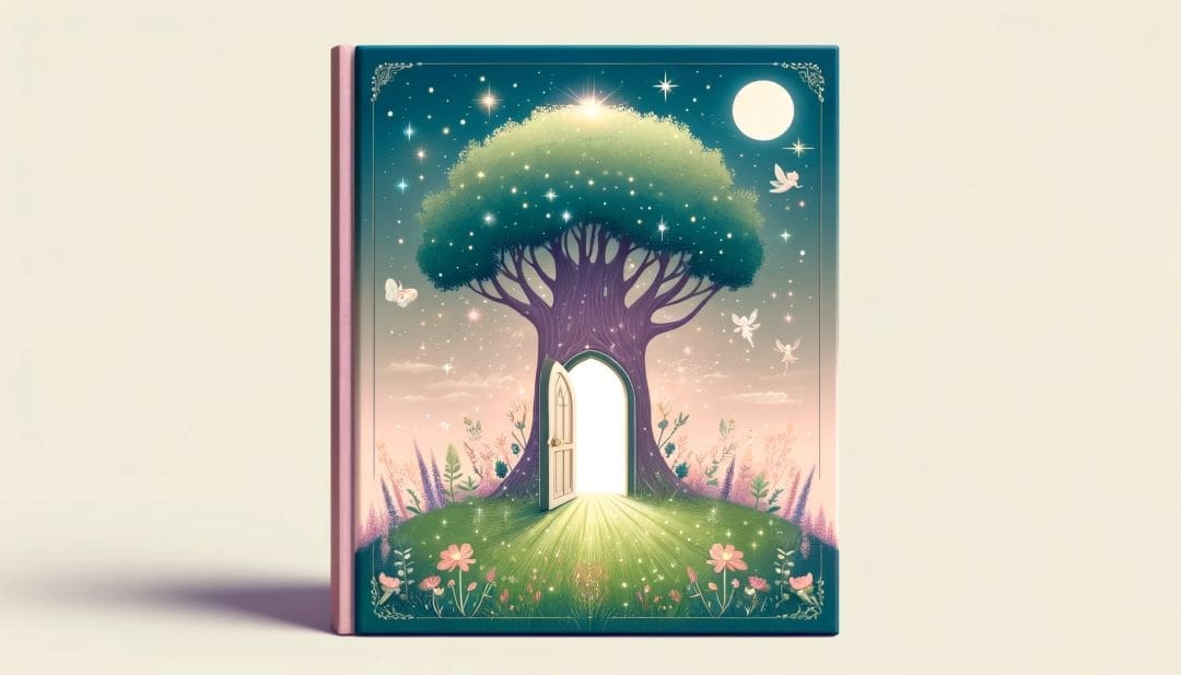 tree with an open door representing the opeinng to a fairy tale land